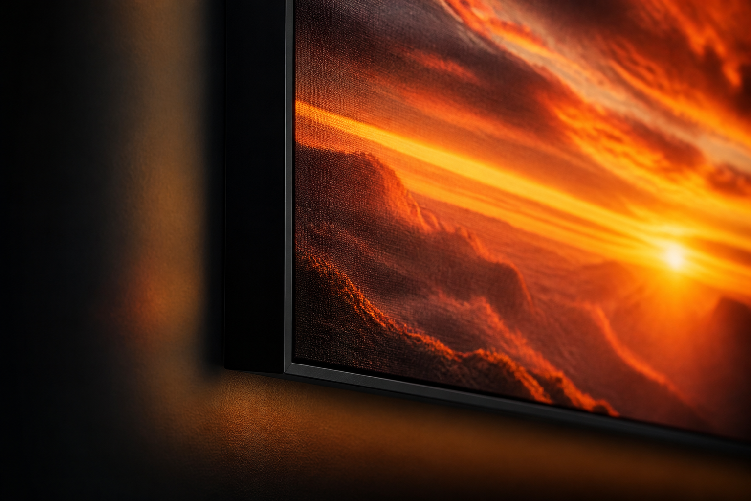 Close-up of the glowing print